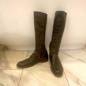 Arche LN Brown Embossed Leather Boots- Size 38 (US 7) made in France